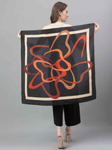 Black Abstract Scarf & Scarf Bag Set - TOSSIDO