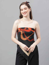 Black Abstract Scarf & Scarf Bag Set - TOSSIDO