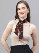 Black Abstract Scarf & Scarf Bag Set - TOSSIDO