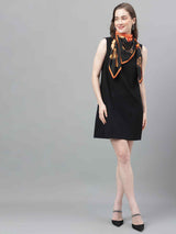 Black And Orange Floral Scarf & Scarf Bag Set - TOSSIDO