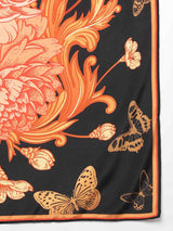 Black And Orange Floral Scarf & Scarf Bag Set - TOSSIDO