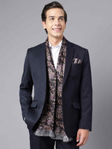 Black & Brown Paisley Stole & Pocket Square Set - TOSSIDO