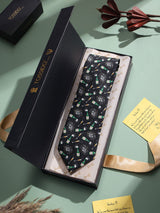 Black Champagne Printed Necktie - TOSSIDO
