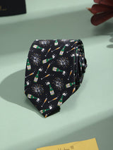 Black Champagne Printed Necktie - TOSSIDO