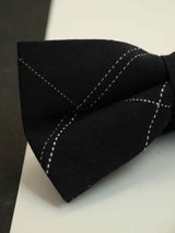 Black Check Bowtie & Pocket Square Set - TOSSIDO