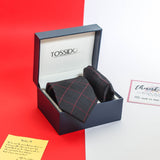 Black Check Necktie & Pocket Square Giftset - TOSSIDO