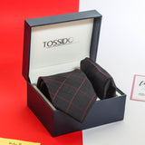 Black Check Necktie & Pocket Square Giftset - TOSSIDO