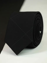 Black Check Wool Skinny Necktie - TOSSIDO
