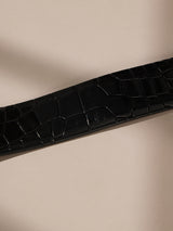 Black Crocodile Textured Leather Belt