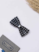 Black Crystal Bowtie Brooch - TOSSIDO