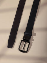 Black & Dark Brown Reversible Leather Belt - TOSSIDO