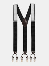 Black Dotted Elastic Suspender with Vegan Leather Patch - TOSSIDO