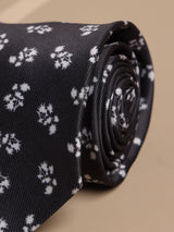 Black Floral Micro Fiber Necktie - TOSSIDO