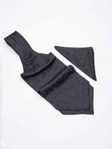 Black Floral Woven Ascot & Pocket Square - TOSSIDO