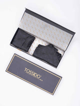Black Floral Woven Ascot & Pocket Square - TOSSIDO