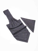 Black Floral Woven Ascot & Pocket Square - TOSSIDO