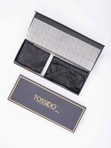 Black Floral Woven Ascot & Pocket Square - TOSSIDO