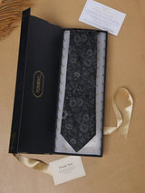 Black Florals Teflon Silk Necktie - TOSSIDO