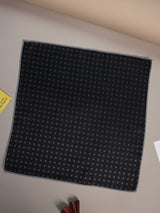 Black Geometric Jacquard Pocket Square - TOSSIDO