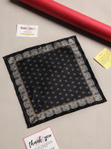 Black Geometric Silk Pocket Square - TOSSIDO