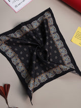 Black Geometric Silk Pocket Square - TOSSIDO