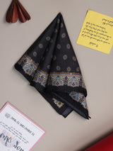 Black Geometric Silk Pocket Square - TOSSIDO