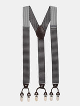 Black Geometric Suspender with Vegan Leather Patch - TOSSIDO