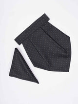 Black Geometric Woven Cravat & Pocket Square Set - TOSSIDO