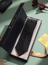 Black Geometric Woven Necktie - TOSSIDO
