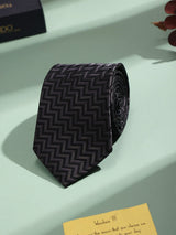 Black Geometric Woven Necktie - TOSSIDO