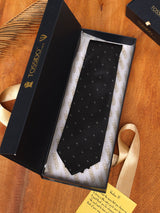 Black Geometric Woven Necktie - TOSSIDO