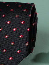 Black Geometric Woven Necktie - TOSSIDO