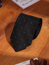 Black Geometric Woven Necktie - TOSSIDO