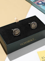 Black & Golden Paisley Cufflinks - TOSSIDO
