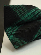 Black & Green Check Bowtie & Pocket Square Set - TOSSIDO