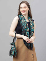 Black & Green Paisley Scarf & Scarf Bag Set - TOSSIDO