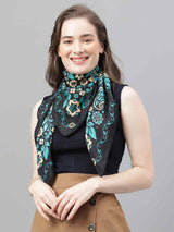 Black & Green Paisley Scarf & Scarf Bag Set - TOSSIDO