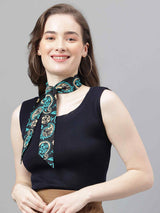 Black & Green Paisley Scarf & Scarf Bag Set - TOSSIDO