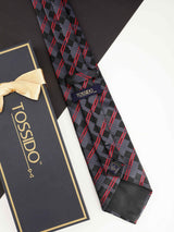 Black & Grey Check Broad Necktie - TOSSIDO