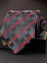 Black & Grey Check Broad Necktie - TOSSIDO