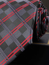 Black & Grey Check Broad Necktie - TOSSIDO