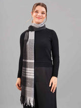Black & Grey Check Woolen Muffler - TOSSIDO