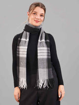 Black & Grey Check Woolen Muffler - TOSSIDO
