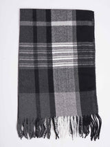 Black & Grey Check Woolen Muffler - TOSSIDO