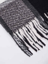 Black & Grey Check Woolen Muffler - TOSSIDO