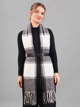 Black & Grey Check Woolen Muffler - TOSSIDO