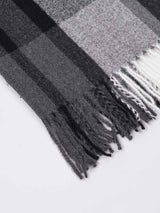 Black & Grey Check Woolen Muffler - TOSSIDO