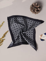 Black & Grey Geometric Silk Pocket Square - TOSSIDO