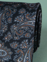 Black & Grey Paisley Printed Necktie - TOSSIDO