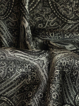 Black & Grey Paisley Silk Pocket Square - TOSSIDO